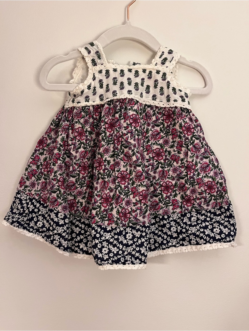 PLACE White Dress with Green and Purple Floral Print